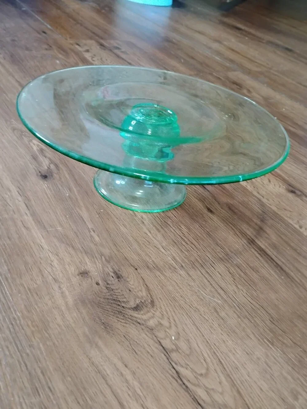 Vintage Green Glass Pedestal Cake Stand